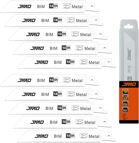 JMD 10-Piece S922BF Reciprocating Saw Blades Metal 14TPI Reciprocating Saw Blade Set for Cutting Metal 150mm BIM Sabre Saw Blades Compatible with Bosch Dewalt Makita etc in Saudi Arabia