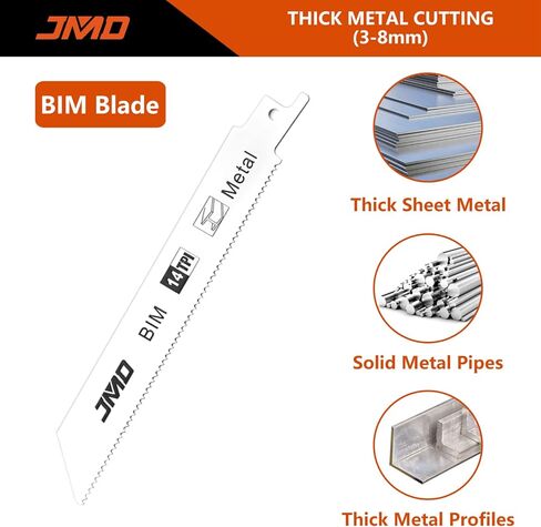 JMD 10-Piece S922BF Reciprocating Saw Blades Metal 14TPI Reciprocating Saw Blade Set for Cutting Metal 150mm BIM Sabre Saw Blades Compatible with Bosch Dewalt Makita etc in Saudi Arabia