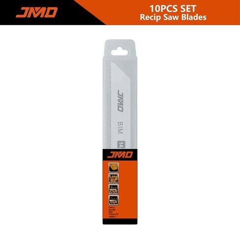 JMD 10-Piece S922BF Reciprocating Saw Blades Metal 14TPI Reciprocating Saw Blade Set for Cutting Metal 150mm BIM Sabre Saw Blades Compatible with Bosch Dewalt Makita etc in Saudi Arabia