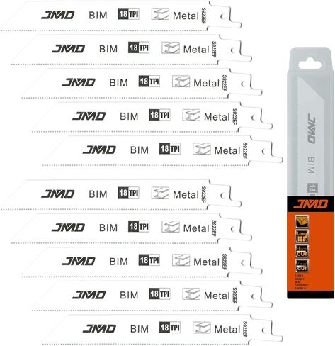 JMD 10-Piece S922BF Reciprocating Saw Blades Metal 14TPI Reciprocating Saw Blade Set for Cutting Metal 150mm BIM Sabre Saw Blades Compatible with Bosch Dewalt Makita etc in Kuwait