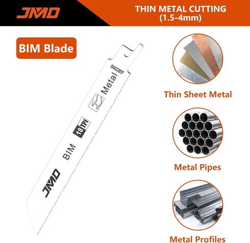 JMD 10-Piece S922BF Reciprocating Saw Blades Metal 14TPI Reciprocating Saw Blade Set for Cutting Metal 150mm BIM Sabre Saw Blades Compatible with Bosch Dewalt Makita etc in Kuwait
