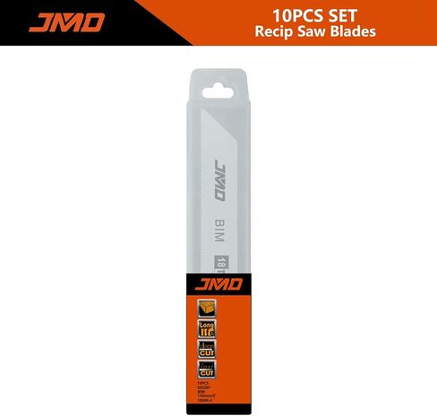 JMD 10-Piece S922BF Reciprocating Saw Blades Metal 14TPI Reciprocating Saw Blade Set for Cutting Metal 150mm BIM Sabre Saw Blades Compatible with Bosch Dewalt Makita etc in Kuwait