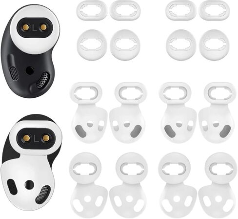 [ 8 Pairs ] Galaxy Buds Live Ear Tips Wing Tips, Non-Slip Anti-Slip Sound Leakproof Silicone Earbuds Replacement Cover Accessories Compatible with Samsung Galaxy Buds Live White S/L in Saudi Arabia