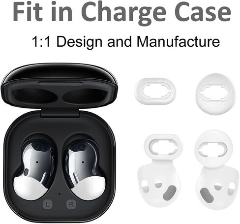 [ 8 Pairs ] Galaxy Buds Live Ear Tips Wing Tips, Non-Slip Anti-Slip Sound Leakproof Silicone Earbuds Replacement Cover Accessories Compatible with Samsung Galaxy Buds Live White S/L in Saudi Arabia