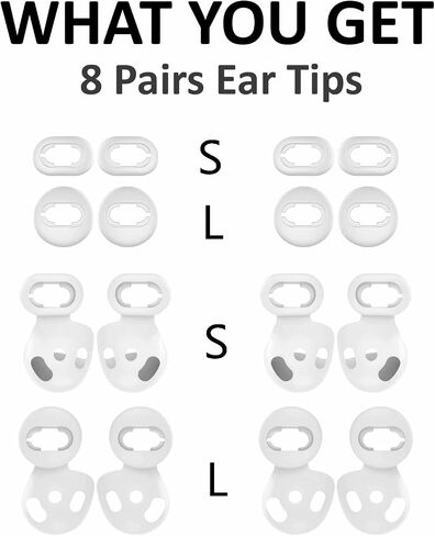 [ 8 Pairs ] Galaxy Buds Live Ear Tips Wing Tips, Non-Slip Anti-Slip Sound Leakproof Silicone Earbuds Replacement Cover Accessories Compatible with Samsung Galaxy Buds Live White S/L in Saudi Arabia