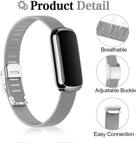 2 Pack Compatible with Fitbit Luxe Bands,Slim Metal Band Stainless Steel Adjustable Straps Replacement Bands for Fitbit Luxe Smart Watch for Women Men in Saudi Arabia