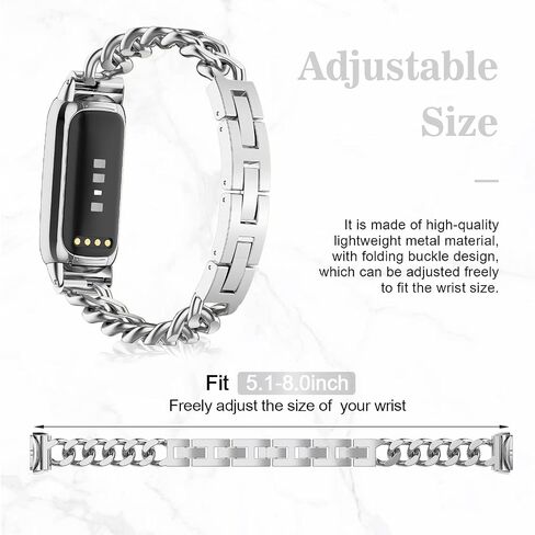 2 Pack Compatible with Fitbit Luxe Bands,Slim Metal Band Stainless Steel Adjustable Straps Replacement Bands for Fitbit Luxe Smart Watch for Women Men in Saudi Arabia