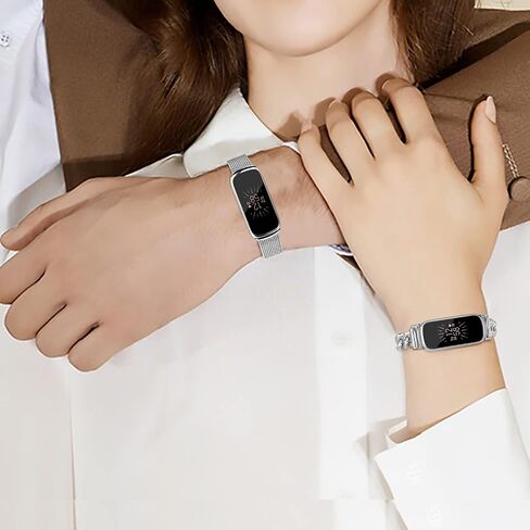 2 Pack Compatible with Fitbit Luxe Bands,Slim Metal Band Stainless Steel Adjustable Straps Replacement Bands for Fitbit Luxe Smart Watch for Women Men in Saudi Arabia
