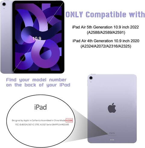 Rantice iPad Air 5th/4th Generation Case with Screen Protector (2022/2020), 10.9 inch iPad Air Case with Pencil Holder, Slim Shockproof iPad Air 10.9 Case with Kickstand for Kids Girls, Clear in Saudi Arabia