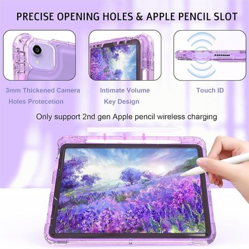 Rantice iPad Air 5th/4th Generation Case with Screen Protector (2022/2020), 10.9 inch iPad Air Case with Pencil Holder, Slim Shockproof iPad Air 10.9 Case with Kickstand for Kids Girls, Clear in Saudi Arabia