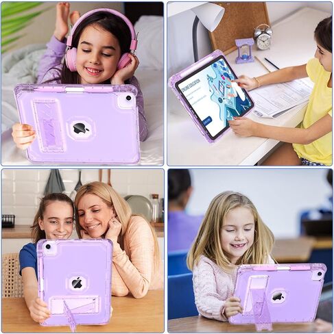 Rantice iPad Air 5th/4th Generation Case with Screen Protector (2022/2020), 10.9 inch iPad Air Case with Pencil Holder, Slim Shockproof iPad Air 10.9 Case with Kickstand for Kids Girls, Clear in Saudi Arabia