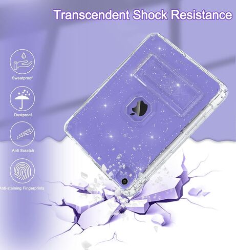 Rantice iPad Air 5th/4th Generation Case with Screen Protector (2022/2020), 10.9 inch iPad Air Case with Pencil Holder, Slim Shockproof iPad Air 10.9 Case with Kickstand for Kids Girls, Clear in Saudi Arabia
