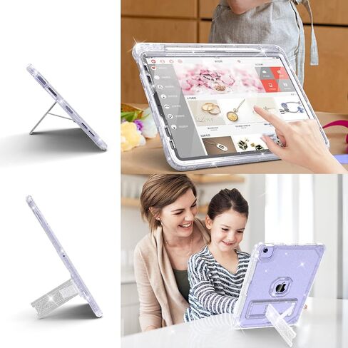 Rantice iPad Air 5th/4th Generation Case with Screen Protector (2022/2020), 10.9 inch iPad Air Case with Pencil Holder, Slim Shockproof iPad Air 10.9 Case with Kickstand for Kids Girls, Clear in Saudi Arabia