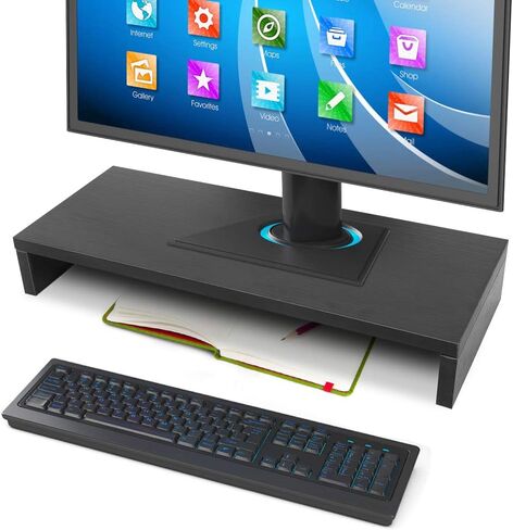 Monitor Stand Wooden Monitor Riser Desktop Organizer, LED Computer Monitor Riser Universal PC Notebook TV Riser Bracket Organizer Rack in Saudi Arabia