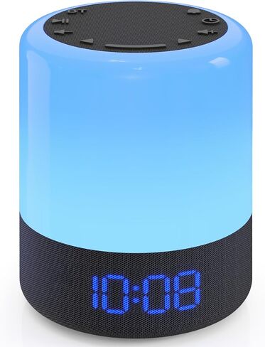 مكبر صوت بلوتوث بإضاءة ليلية من هوسبي، ضوء بجانب السرير، عالي الدقة، صوت ستيريو عالٍ، TWS، بث لاسلكي، مكبر صوت محمول، أسود حديث in Kuwait