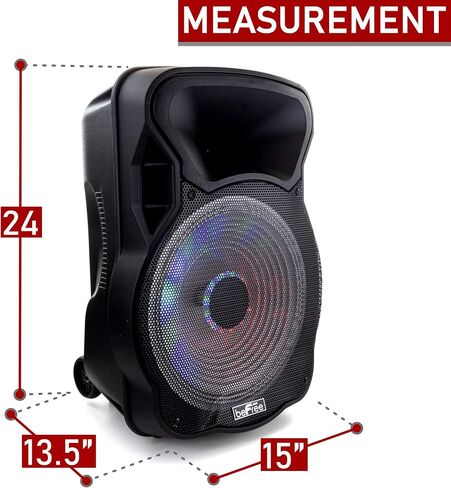 beFree Sound 15 Inch Bluetooth Rechargeable Party Speaker with Illuminating Lights,Black,BFS-15 Portable Speaker in Saudi Arabia