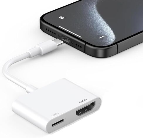 محول HDMI لجهاز iPhone 15 إلى التلفزيون، [معتمد من MFi] 1080 P @60hz USB C إلى HDMI كابل موصل شاشة مزامنة محول AV الرقمي متوافق مع iPhone 15/15 Pro Max/15 Pro/iPad إلى شاشة عرض HDTV in Kuwait