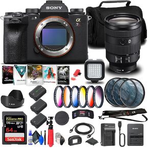 Sony Alpha a7R IIIA Mirrorless Digital Camera (Body) (ILCE7RM3A/B) + Sony FE 24-105mm f/4 Lens + 64GB Card + Corel Photo Software + Case + 2 x NP-FZ100 Compatible Battery + More (Renewed)