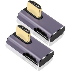PNGKNYOCN 8K HDMI Adapter, 2 Pack 270 Degree HDMI 2.1 Male to Female Converter,Support 8K@60Hz/4K@120Hz HDR, 48Gbps Data Transferfor HDTV,Projector,Laptop (L