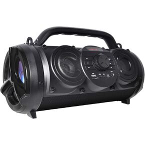 Boytone BT-18BK Portable Bluetooth Boombox Speaker, 80W Peak Indoor/Outdoor, Loud Sound, Deeper Bass, EQ, 5" Subwoofer, Tweeter, FM, 9H Playtime, USB, Micro SD, Microphone, Recording, LED Light
