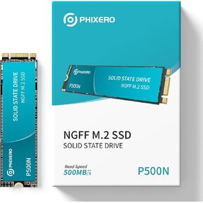 PHIXERO High-Performance M.2 NGFF SSD 500MB/S 256GB– Compact, Fast, and Powerful Storage Solution for Laptops and Desktops