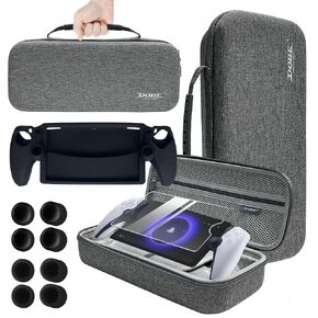 LitNiuYa Accessory Set compatible with Playstation Portal, Carrying Case for PS Portal and 9H Shatterproof Tempered Glass Screen Protector, Soft Silicone Protective Cover Case, and 8 Thumb Stick Caps.