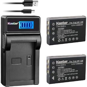 Kastar Battery (X2) & SLIM LCD Charger for Fujifilm NP-120 NP120 FNP120 D-LI7 DB-43 and Fujifilm Finepix 603 M603 F10 F11 Zoom Optio 450 550 555 750 750Z MX MX4 Camera