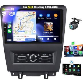 2G+64G Android 13 Car Stereo for Ford Mustang 2010-2014 with Wireless Carplay Android Auto,10.1'' Touchscreen Ford Mustang Car Radio with GPS Navigation,Bluetooth,WiFi/FM/RDS Radio+Backup Camera