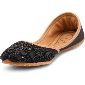 Women's Khussa Beed Work Indian Wedding Bridal Mojari Juti Punjabi Jutti Pakistani Flats