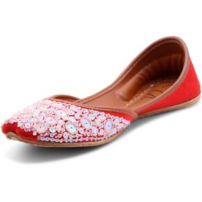 Women's Khussa Beed Work Indian Wedding Bridal Mojari Juti Punjabi Jutti Pakistani Flats