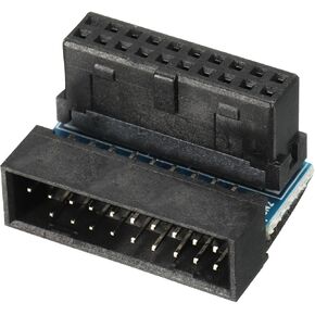 MECCANIXITY USB 3.0 19Pin 90 Degree Adapter, Male to Female Right-Angle Socket for Motherboard Internal Header