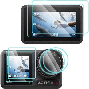 GeeRic Screen Protectors Compatible with DJI OSMO Action 4, 6 Pack Screen and Lens Protector Films, 0.3mm 9H Hardness Tempered Glass Protector