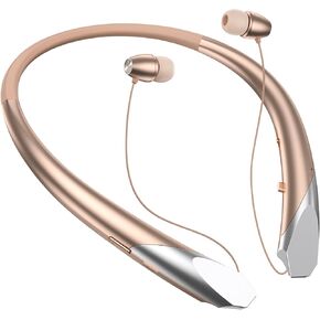 Bluetooth Headset, 2024 Upgraded Wireless Neckband Bluetooth Headphones - Retractable Earbuds, Long Playtime, Noise Cancelling Stereo Earphones with Mic for Sports, Office, and Travel (BLACK)
