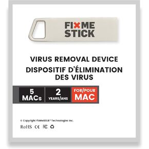 FixMeStick Computer Virus Removal Stick for Apple Macs - Unlimited Use on Up to 5 Apple Laptops or Desktops for 2 Years - Works with Your Antivirus