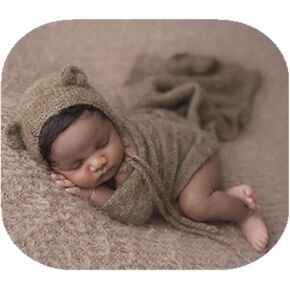 Coberllus Newborn Photography Props Handmade Bear Hat Wrap Set for Baby Boys Girls Photoshoot Knitted Bonnet Blanket Photo