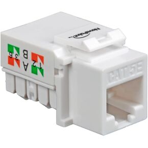 NavePoint CAT5e Ethernet Keystone Adapter Right Angle White 50-Pack