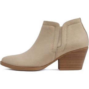 Soda “GWEN" ~ Women Pointed Toe Slip-On Elastic Gore Low Stack Heel Ankle Bootie