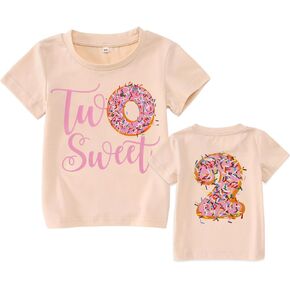 MODNTOGA Birthday Girl Shirt Donuts Graphic T-Shirt Toddler Girl So Sweet Print Birthday Tee Tops Cute Birthday Outfit 1-5T in Kuwait