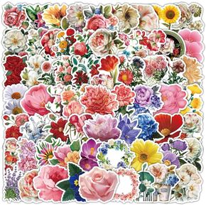 110 Pcs Flower Stickers, Vinyl Waterproof Flower Stickers for Water Bottles, Laptop, Notebook, Scrapbook, Luggage, Cell Phone, Helmet, Party Favors
