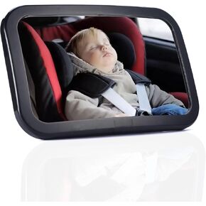 UYYE Baby Car Mirror, Adjustable Car Seat Mirror, Safety Car Seat Mirror for Rear Facing Infant,Shatterproof Baby Mirror for Car Interior Accessories-Black