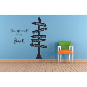Book Reading Motivation Quotes Wall Sticker Vinyl Decal for Boys Girls Kids Library Bedroom Daycare Nursery Kindergarten Story Fun Home Decor Sticker Wall Art Vinyl Decoration Size (10x8 inch)