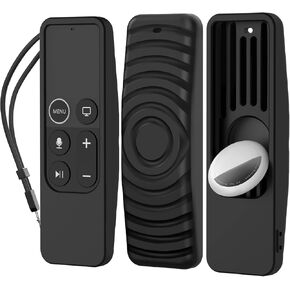 AhaStyle Protective Case for Apple TV Siri Remote [1st Gen] with AirTag Holder, Anti Slip Silicone Cover Compatible with 2016 Apple TV HD and 2017 Apple TV 4K [1st Generation] (Glow Blue)