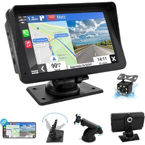 شاشة Carplay محمولة للسيارة - Carplay مقاس 7 بوصة مع كاميرا احتياطية، ستيريو ذكي مع شاشة تعمل باللمس لنظام Android والأنظمة الأخرى، صندوق تشغيل السيارة للراديو والصوت ونظام تحديد المواقع العالمي (GPS) in Kuwait