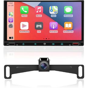 2024 Newest Double Din Car Stereo with Voice Control Carplay& Android Auto,7 Inch Capacitive HD Touchscreen Bluetooth5.0，Mirror Link，Subwoofer，Waterproof Backup Camera, SWC/USB/ QC3.0/AM/FM in Kuwait