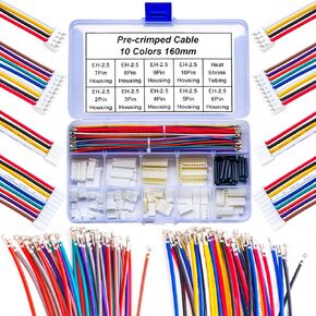 EH 2.54 Female Connectors and 22AWG Pre-Crimped Cables,Compatible with JST-EH EH 2.54mm Connector Kit,EH-2.54 2/3/4/5/6/7/8/9/10Pin Housing (YO-EH2.54)