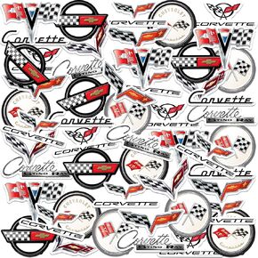 Chevrolet Corvette 50ct Vinyl Large Deluxe Stickers Variety Pack - Laptop, Water Bottle, Scrapbooking, Tablet, Skateboard, Indoor/Outdoor