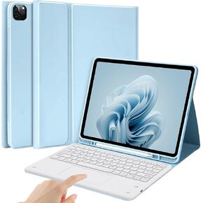 حافظة لوحة مفاتيح BQSS لجهاز iPad Air 13 بوصة (M2) 2024 مع لوحة مفاتيح لجهاز iPad Pro 12.9 بوصة الجيل السادس 2022/الجيل الخامس غطاء لوحة مفاتيح قابل للفصل بإضاءة خلفية لوحة مفاتيح لاسلكية حافظة قلم رصاص أسود