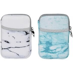AF-WAN 2.5 Inch External Hard Drive Case,Premium Waterproof & Shockproof Storage Bag for Home,Office & On-the-Go Protection-Dustproof, Perfect for Business Outings(2-Pack) (Black marble&Green marbled)