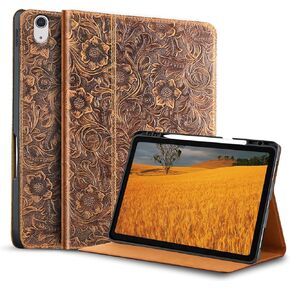 Gexmil for iPad 10.9 Inch Case,10th Generation(2022) Protective Genuine Leather Cover with Strap and Pocket,Built-in Pencil Holder,Cowhide Folio Cover Auto Sleep/Wake,Anti Fingerprint,Black in Kuwait