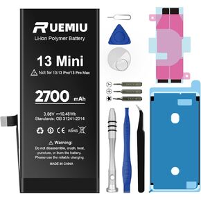 بطارية بديلة لهاتف iPhone 13 Mini، 2700mah 2024 جديدة ذات سعة عالية لطرازات بطارية iPhone 13 Mini A2628 A2481 A2626 A2629 مع مجموعة أدوات إصلاح احترافية كاملة in Kuwait